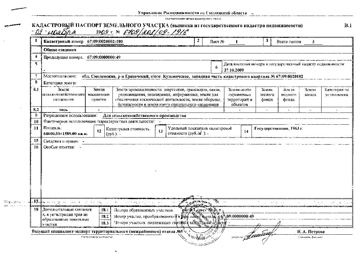 ушла кадастровый паспорт на земельный участок для договора купли-продажи любом случае